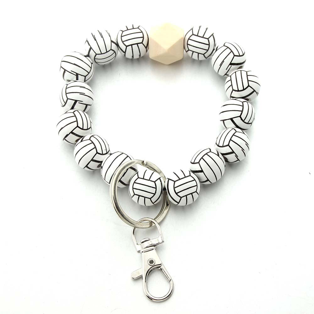 Wholesale Football Basketball Baseball Wood Brand Wrist Keychain